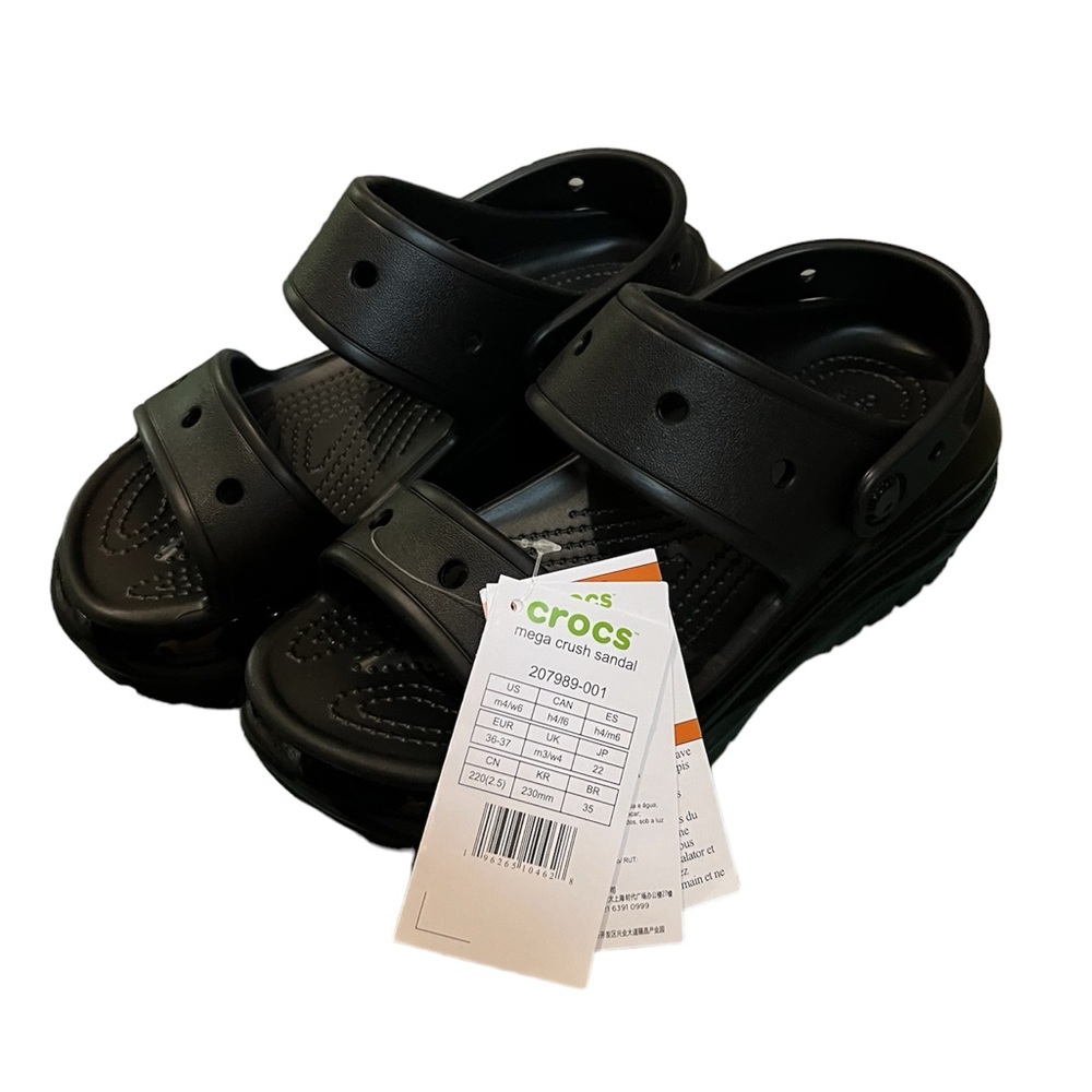 Crocs Mega Crush Sandal black size 6